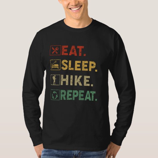 Eet Slaap Hike Herhaal Buiten Wandelaar T-shirt (Voorkant)