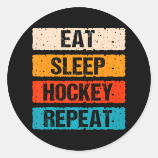 Eet Slaap Hockey Herhaal Cool USA IJssporten Ronde Sticker