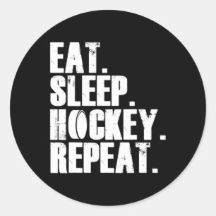 Eet Slaap Hockey Herhaal Gift Shirt Mannen Ronde Sticker
