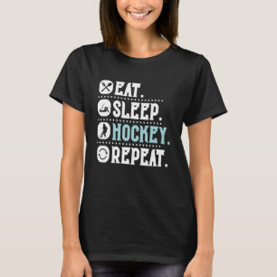 Eet Slaap Hockey Herhaal Grappig Hockey Retro T-shirt