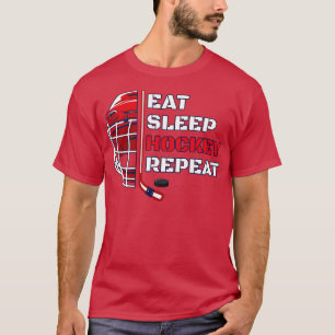 Eet Slaap Hockey Herhaal Grappig IJshockey Sport T-shirt