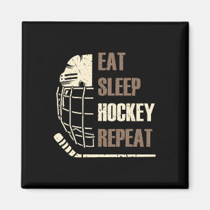 Eet Slaap Hockey Herhaal Grappig Masker Stok IJsho Magneet
