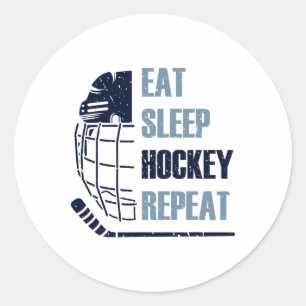 Eet Slaap Hockey Herhaal Grappig Masker Stok IJsho Ronde Sticker