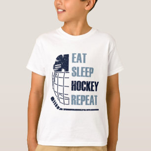 Eet Slaap Hockey Herhaal Grappig Masker Stok IJsho T-shirt