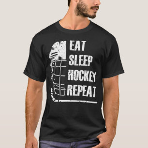 Eet Slaap Hockey Herhaal Grappig Masker Stok IJsho T-shirt