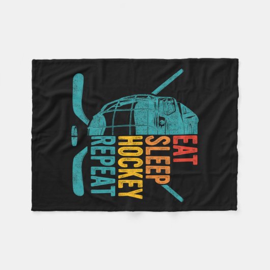 Eet Slaap Hockey Herhaal Hockey Leuk IJshockey Fleece Deken (Voorkant (Horizontaal))
