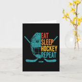 Eet Slaap Hockey Herhaal Hockey Leuk IJshockey Kaart (Gele Bloem)