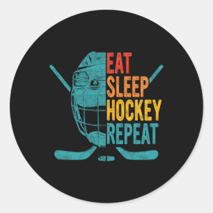 Eet Slaap Hockey Herhaal Hockey Leuk IJshockey Ronde Sticker