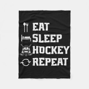 Eet Slaap Hockey Herhaal IJshockey Speler Puck Ijs Fleece Deken