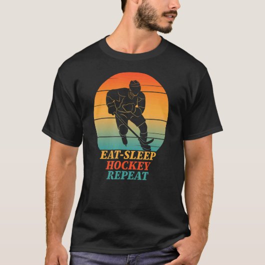 Eet Slaap Hockey Herhaal Ijshockey Speler  T-shirt (Voorkant)