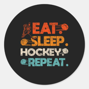 Eet Slaap Hockey Herhaal IJshockeybaan Stok Doel Ronde Sticker