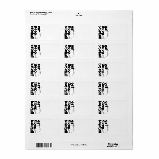 Eet slaap honkbal 3 etiket (Full Sheet)