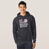Eet Slaap Honkbal Herhaal - Grappig Baseball Gift Hoodie (Voorkant volledig)