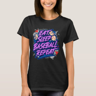 Eet Slaap Honkbal Herhaal, Honkbal Liefhebber, Gra T-shirt