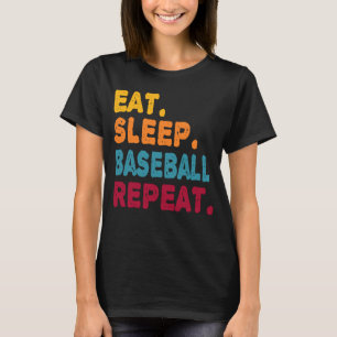 Eet Slaap Honkbal Herhaal Jongens Mannen Vrouwen S T-shirt