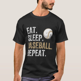 Eet slaap honkbal herhalen honkbal en speler fan t-shirt
