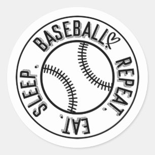 Eet slaap honkbal sport herhalen ronde sticker