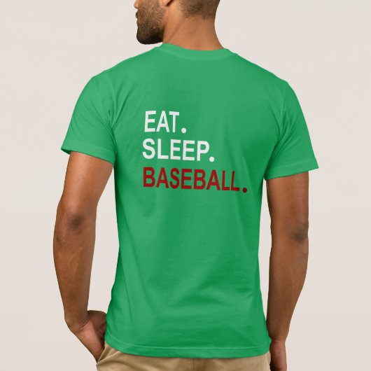 Eet slaap honkbal terug ontwerp t-shirt (Achterkant)