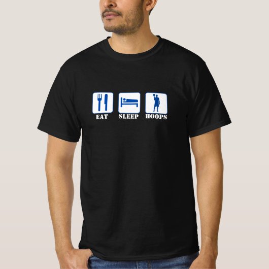 Eet Slaap Hoops - Basketbal - Blauw T-shirt (Voorkant)