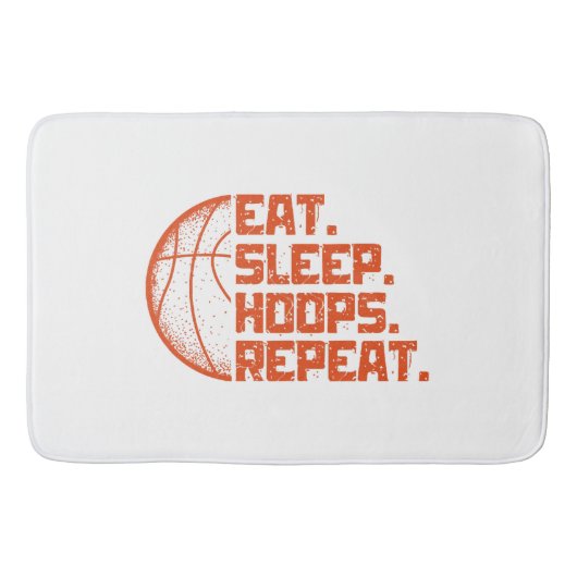 Eet Slaap Hoops Herhaal Basketbal Grappige Citaten Badmat (Voorkant)
