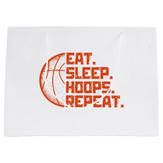 Eet Slaap Hoops Herhaal Basketbal Grappige Citaten Groot Cadeauzakje (Voorkant)