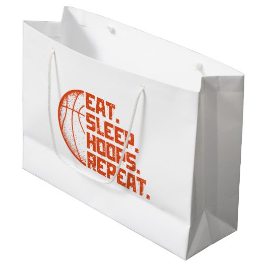 Eet Slaap Hoops Herhaal Basketbal Grappige Citaten Groot Cadeauzakje (Voorkant Gekanteld)