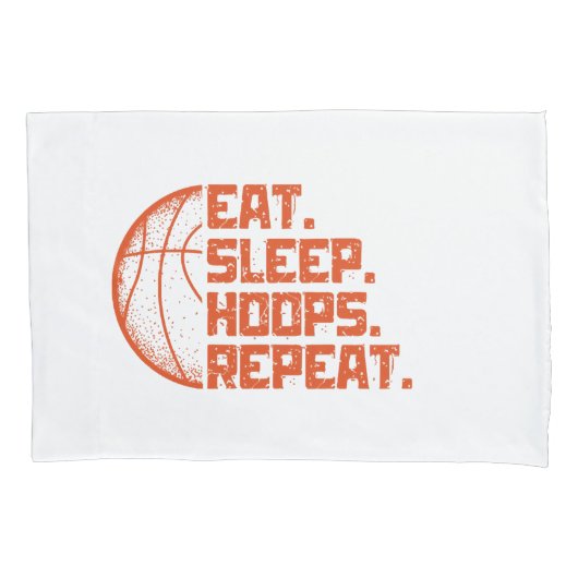 Eet Slaap Hoops Herhaal Basketbal Grappige Citaten Kussensloop (Voorkant)