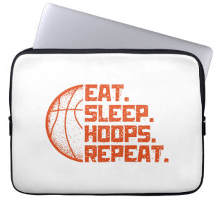 Eet Slaap Hoops Herhaal Basketbal Grappige Citaten Laptop Sleeve