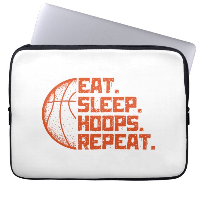 Eet Slaap Hoops Herhaal Basketbal Grappige Citaten Laptop Sleeve (Voorkant)