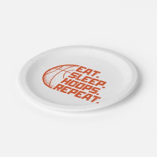 Eet Slaap Hoops Herhaal Basketbal Grappige Citaten Papieren Bordje (Gekanteld)