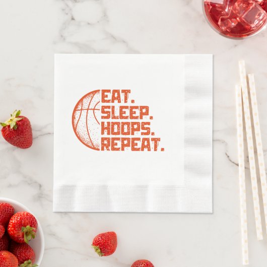 Eet Slaap Hoops Herhaal Basketbal Grappige Citaten Servet (Insitu)