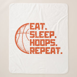 Eet Slaap Hoops Herhaal Basketbal Grappige Citaten Sherpa Deken