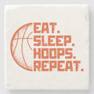 Eet Slaap Hoops Herhaal Basketbal Grappige Citaten Stenen Onderzetter