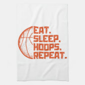 Eet Slaap Hoops Herhaal Basketbal Grappige Citaten Theedoek (Verticaal)