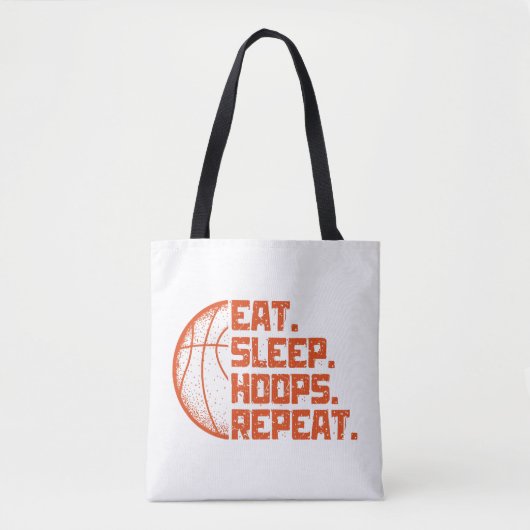Eet Slaap Hoops Herhaal Basketbal Grappige Citaten Tote Bag (Voorkant)