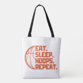 Eet Slaap Hoops Herhaal Basketbal Grappige Citaten Tote Bag (Achterkant)