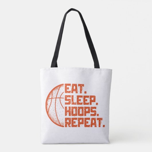 Eet Slaap Hoops Herhaal Basketbal Grappige Citaten Tote Bag (Achterkant)