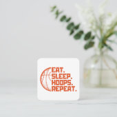 Eet Slaap Hoops Herhaal Basketbal Grappige Citaten Vierkante Visitekaartje (Staand voorkant)