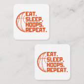 Eet Slaap Hoops Herhaal Basketbal Grappige Citaten Vierkante Visitekaartje (Voorkant / Achterkant)