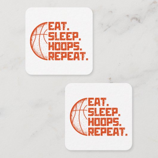 Eet Slaap Hoops Herhaal Basketbal Grappige Citaten Vierkante Visitekaartje (Voorkant / Achterkant)