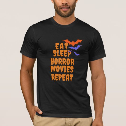 Eet Slaap Horror Films T-shirt, griezelige Hallowe T-shirt (Voorkant)
