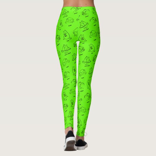 Eet Slaap Hula Hoop Herhaal Neon Yoga Leggings (Achterkant)