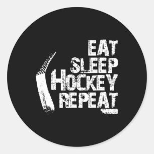 Eet slaap ijshockey herhalen  cadeau ronde sticker