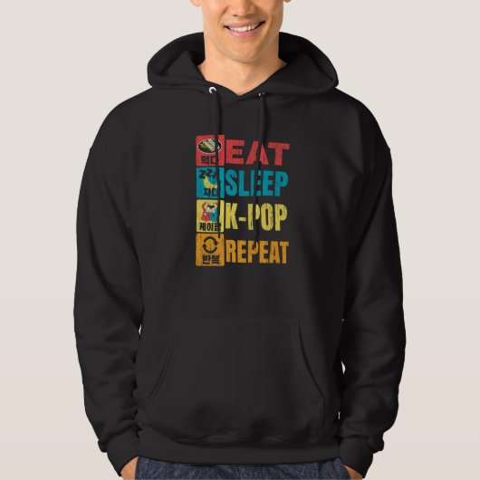 Eet Slaap K Pop Herhaal Koreaanse Pop Muziek K Pop Hoodie (Voorkant)
