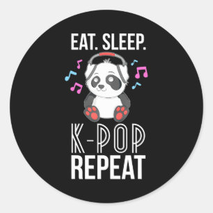 Eet Slaap K-Pop Herhaal ns Panda KPop Quote Ronde Sticker
