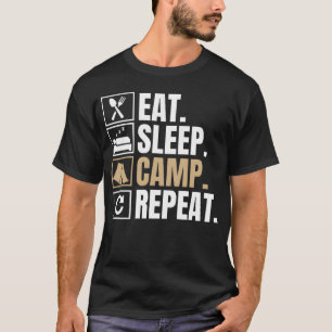 eet slaap kampeer herhaal meisje t-shirt