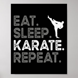 Eet Slaap Karate Herhaal Grappig Karate Ontwerp Vo Poster