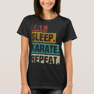 Eet slaap karate Herhaal retro Martial T-shirt
