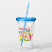Eet, Slaap, Katten, Herhaal Acryl Drinkbeker (Achterkant)