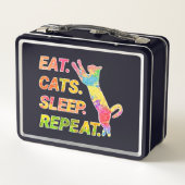 Eet, slaap, katten, herhaal - Kleurrijke kattenlie (Achterkant)